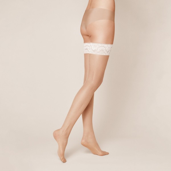 Kunert Mystique 20 - Matt hold ups with beautiful, floral pattern lace top