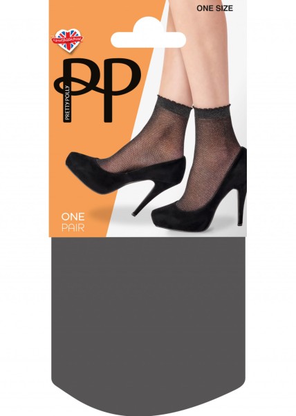 Pretty Polly Sparkly Mesh Anklet - Calcetines semi-opaco con diseño de malla y efecto lúrex