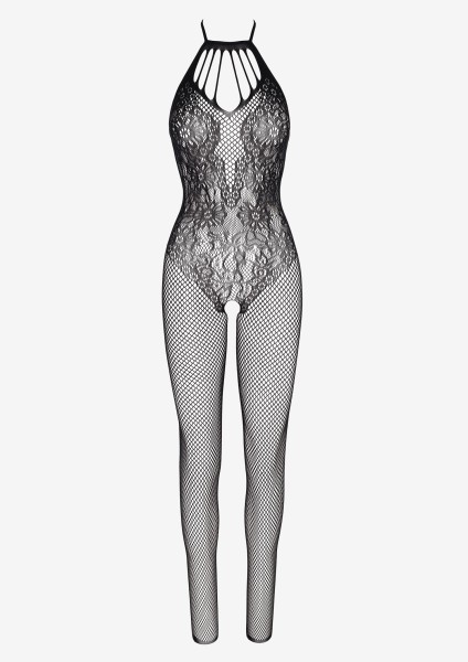 Marilyn - Open crotch net bodystocking with elegant lace pattern