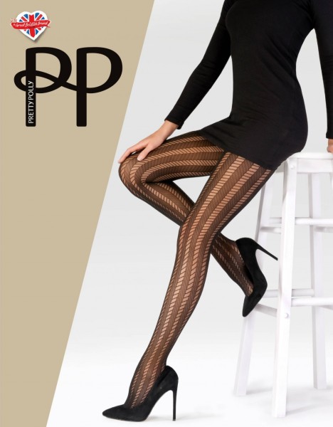 Pretty Polly - Panty semitransparente con estampado en zigzag y rayas verticales